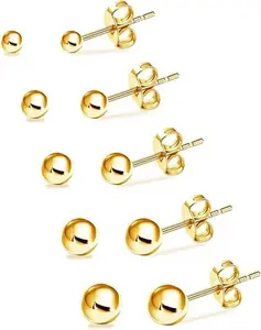 6 Pairs Flat Earrings Hypoallergenic Earrings, Uhibros, gold appearance shape, add noble and elegant temperament, versatile with clothing, exquisite jewelry gifts, gift party must have，For Women Men Fashion Jewelry, jewelry, earrings