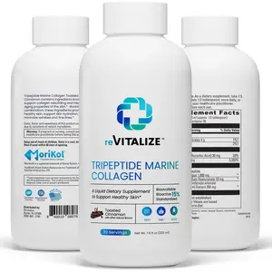 reVITALIZE Tripeptide Marine Collagen - Advanced Anti-Aging & Skin Renewal Supplement for Hair, Skin, and Nails - Pure Hydrolyzed Peptides for Radiant Beauty - 30 liquid servings - Cinnamon flavor Colagen