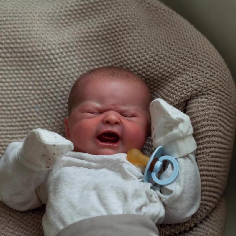 19inch Real Baby Dolls That Cry on Their Own Soft Silicone Head Limbs Cuddly Cotton Body Hand Painted Hair with Veins Acrylic Eyes Lifelike Reborn Stuffed Animal for Kids 3+ Water Resistant