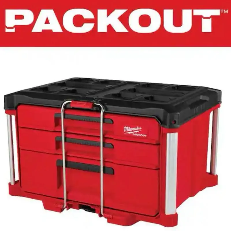Milwaukee PACKOUT Mechanic Tool Box, 22 in. Modular 3-Drawer Organizer with Metal-Reinforced Corners and 50 lbs. Capacity