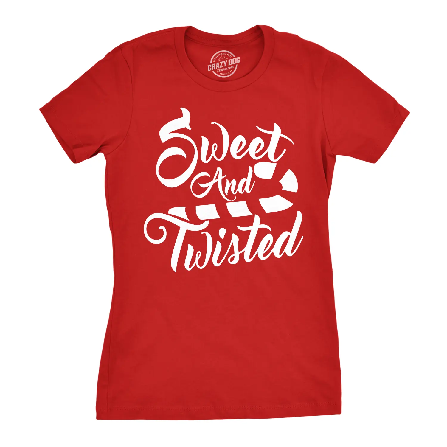 Womens Sweet and Twisted T Shirt Cute Funny Candycane Christmas Tee for Ladies Funny Womens T Shirts Cute Vintage Fashion Casual Ladies T-Shirt Gift Christmas Tops for Women Women's Novelty Tees Red