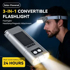 Detachable Headlamp Work Light with Charging Function, Solar Powered, Battery Display, Dual Switch Control, USB Rechargeable, LED Lamp
