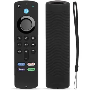 Fire Stick Remote Cover 3rd Gen,  Anti Slip  Protective Case Covers Sleeve  Compatible with Alexa Voice Remote FireTV Stick 3rd Gen with Lanyard - Black