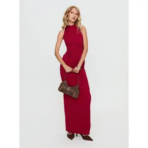 Keysha Halter Maxi Dress Deep Red