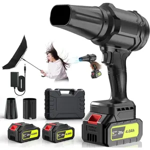 Cordless Leaf Blower, 980,000 RPM Handheld Leaf Blower with 2 X 4.0Ah  & Charger, Lightweight Leaf Blowers for Patio Cleaning, Lawn Care, Leaves, Dust - Cool Black