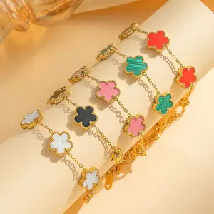 Elegant Petal Chain Bracelet — Dainty Gold Tone Floral Link Jewelry for Women