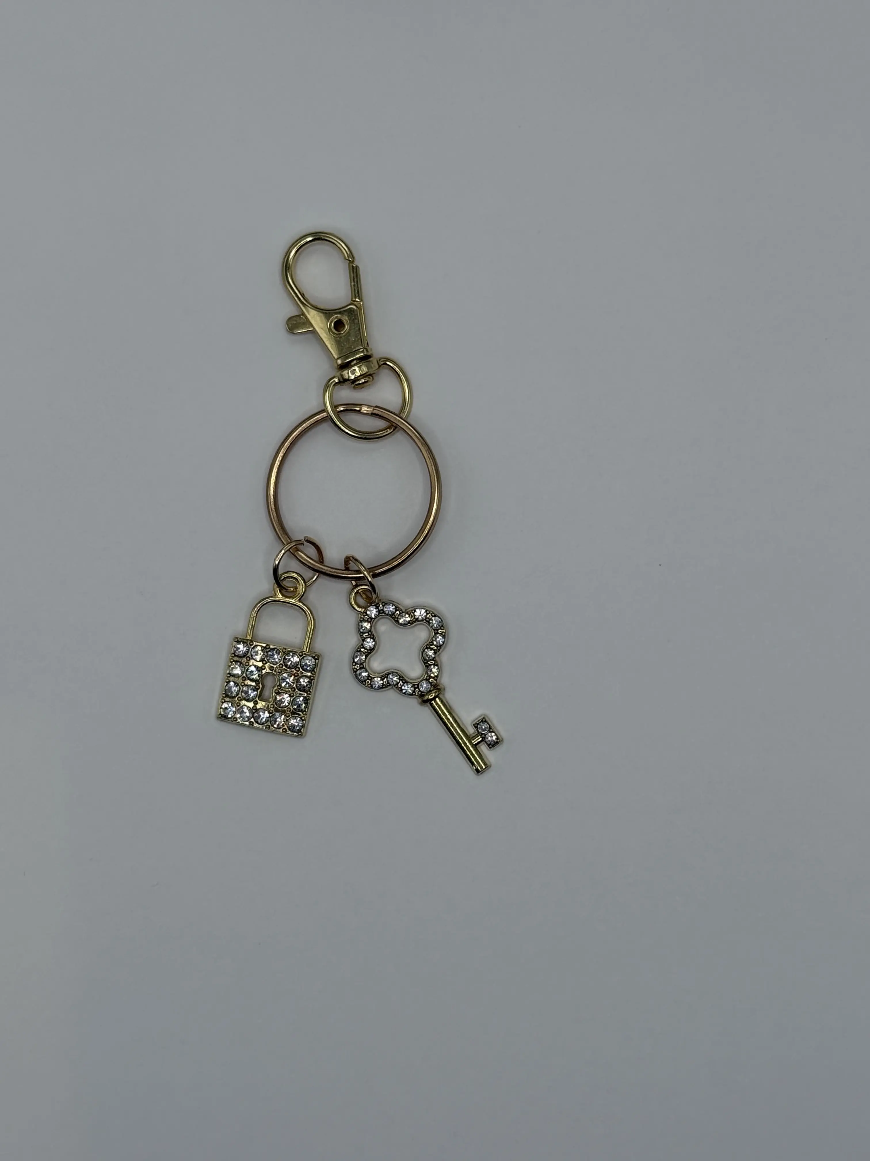 Lock & Key Sparkle Charm Keychain