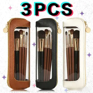 3PCS Portable Makeup Brush Bag,Zipper Storage Bag Organizer Pouch,Versatile Storage Stationery, Travel Storage Bag, Portable Cosmetic Storage Bag