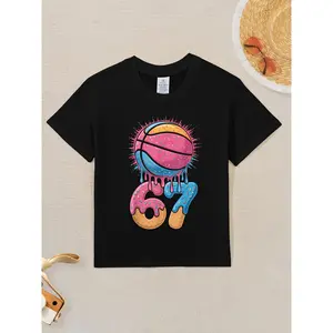 Boys' Basketball Graphic T-Shirt - Number 67 Jersey Design with Ice Cream Drip & Player 67 Print - Casual Sports Tee for Active, Breathable Round Neck Short Sleeve Top for Basketball Fans & Birthday Outfits (Trending 'pparel)