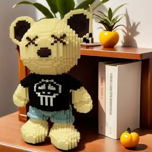Cute Bear Building Block Set, Building Blocks Model, 3D Puzzle Model Home Decor, Educational Toy for Ages 14+, Perfect for Halloween, Christmas, Thanksgiving Gifts