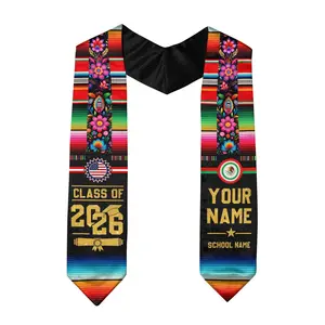 Mexican American Flag Graduation Stole Custom Name School Details, Class of 2026 Cultural Sash, Unique Senior Gift for College High School Ceremony Outfit