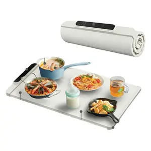 Electric Food Warming Mat for Table, Fast Heating Portable Buffet Warmer Pad, Adjustable 10°C Temperature Heating Tray for Parties, Kitchen Counter & Family Dinner