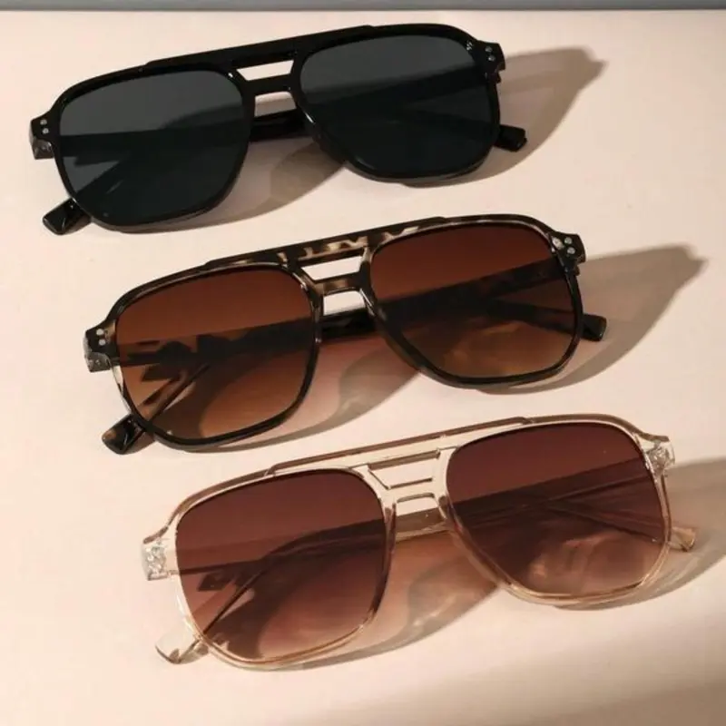 ShineThru Unisex Vintage Aviator Casual Sunglasses (3-Pair) - 2026 Summer, Retro Gradient Tinted PC Lens, Full Rim Frame, UV Filtering, Outdoor Use, Everyday Use, Women's Eye Fashion Accessory