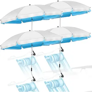 4 Pack Chair Umbrella with Clamp UV Protection 42 Inch Golf Beach Clamp on Umbrella for Beach Chairs Golf Cart Wheelchair(Blue)