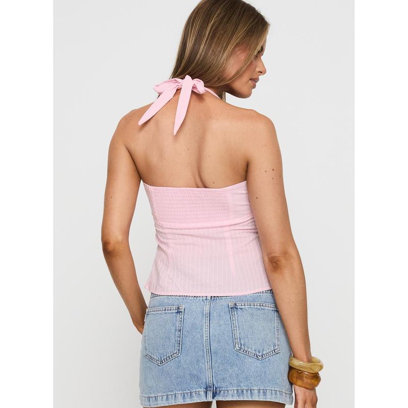 Isabetta Halter Top Pink