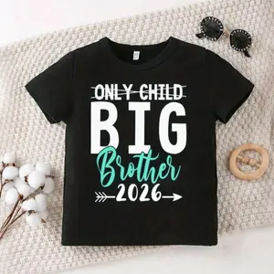 2026 Big Brother Graphic T-Shirt For Boys - Fun Summer Short Sleeve Tee With Playful Animal Print, Casual Round Neck Tee For Youngsters, Perfect For Casual Attire, Youngsters'S Playwear, Vibrant Print Shirt, Comfortable Fit Shirt