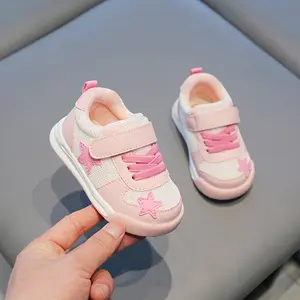 Baby Princess Shoes for Girls 1-3 Years Old, 2 Pairs of Mesh Breathable Sports Toddler Shoes with Non-slip Soft Soles