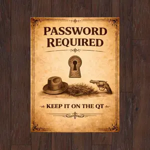 Password Required Poster, Vintage Speakeasy Bar Sign Retro Wall Art 1920s Decor, Quality Paper 8x12 to 27x40inch, Unframe Poster