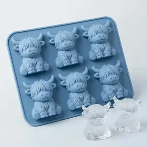 Mini Highland Cow Ice Cube Mold, Ice Cube Tray, Cute 3D Ice Cubes for Drinks, Parties, and Gifts, Perfect for Beverage Enhancements