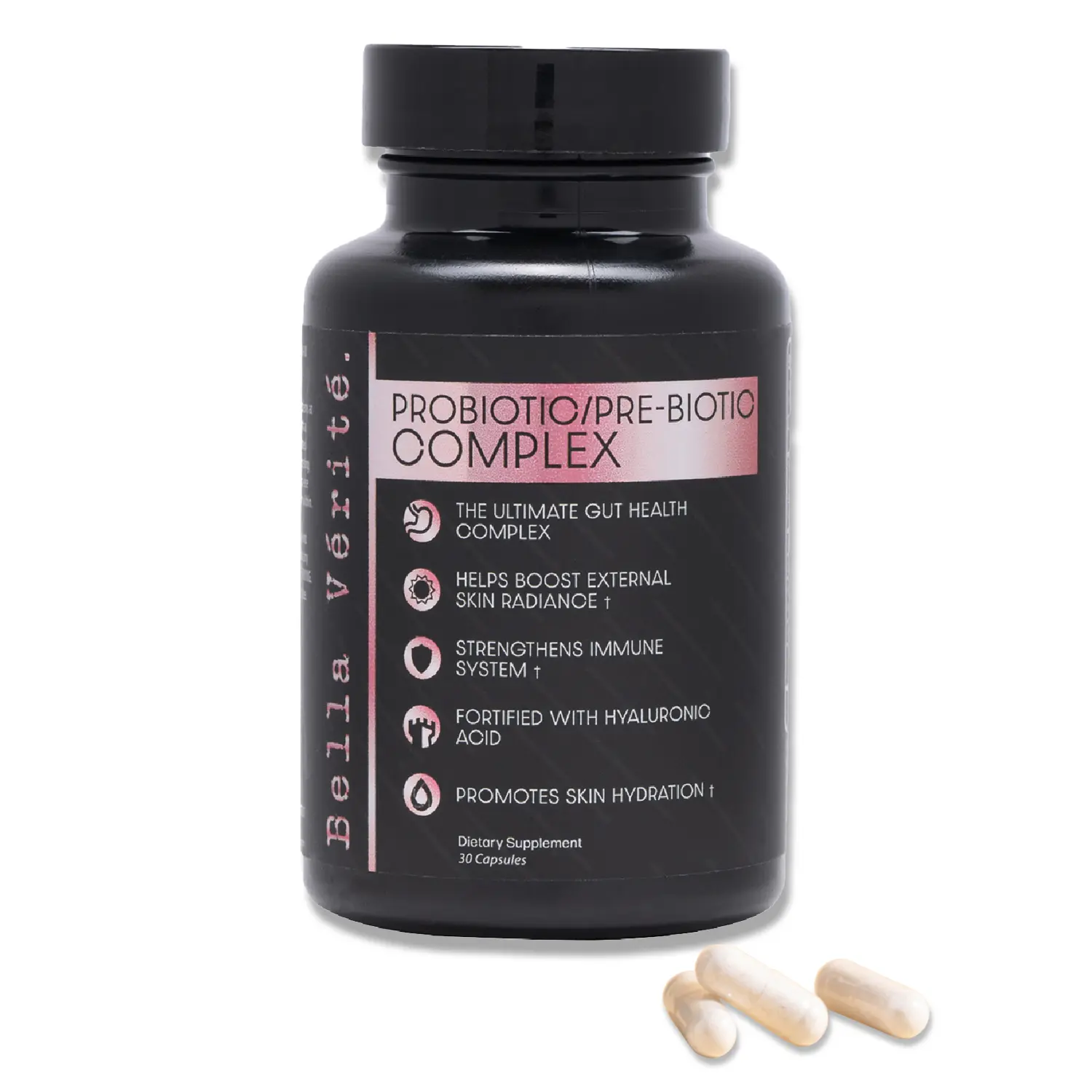 Bella Verite- Probiotic/Prebiotic Complex- Probiotics for Skin & Gut Health- 3.45 Billion CFU for Women Digestive Support, Gut Health & Clear Skin- 30 Vegetarian Capsules- 1 Month Supply- Made in USA