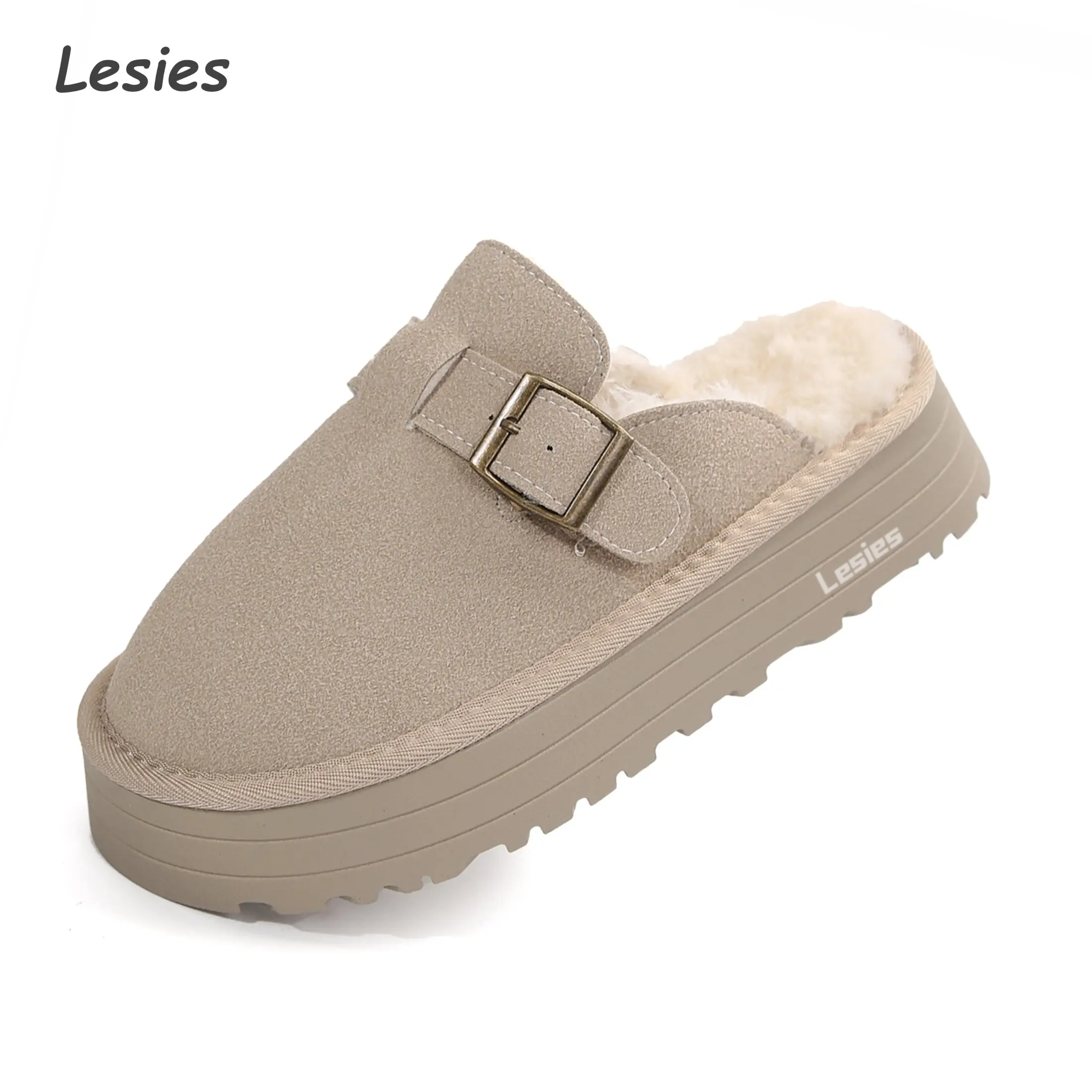 Clogs for Women – Faux-Fur Lined Slip-On Womens Shoes Platform Mini Boots  with Cork Footbed and Adjustable Buckle