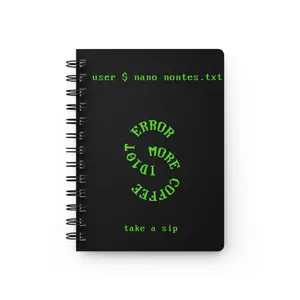 Error 1010 More Coffee spiral bound journal | hacker code aesthetic