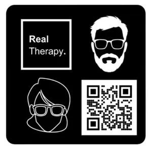 Real Therapy Magnets - Decor with Real Therapy Logo and QR Code Featuring Black and White Icons Magnetic Minimalist Pack