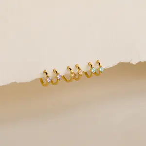 Athena Birthstone Huggies by Caitlyn Minimalist - Dainty Birthstone Hoop Earrings with Custom Birthstone - Gemstone Jewelry - Personalized Gift for Girlfriend