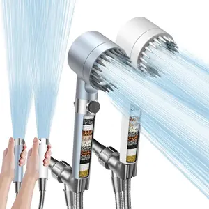 Filtered Shower Head with Handheld, High Pressure 4 Spray Showerhead with Filters & Upgraded Anti-clog Nozzles for Hard Water -Remove Chlorine, Reduce Dry Itchy Skin -ON/OFF Switch
