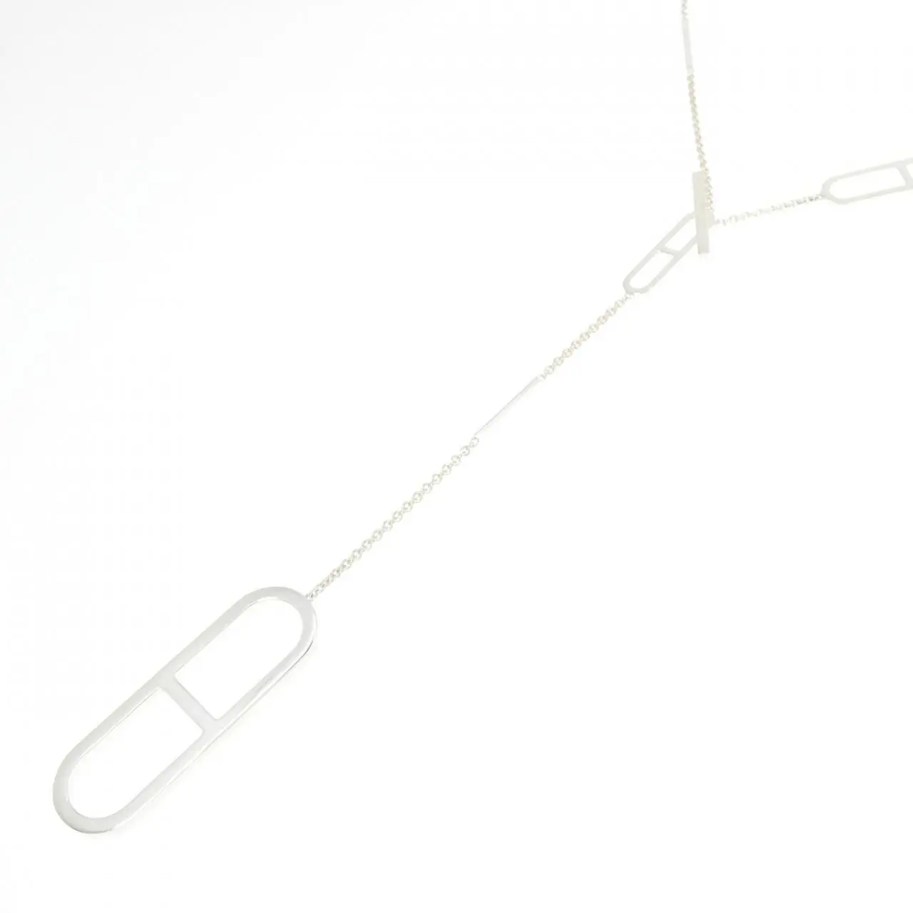 Pre-owned HERMÈS Sterling Silver 925 (Ag925) Small Leather Goods Hermes Ever Chaine d’Ancre 925 Silver Necklace 75cm