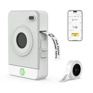 OP1 Label Maker Machine with Tape Wireless Small Bluetooth Printer for Home School Office Organization Compact Portable Design High-Definition Thermal Sticker Printer Gray White
