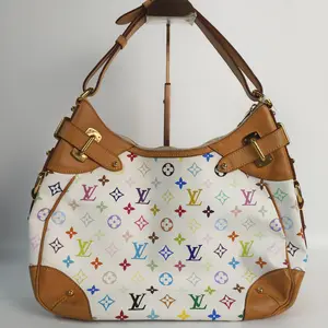 Pre-owned Louis Vuitton canvas Shoulder Bags Monogram White Multicolore Greta Shoulder Bag 【BF 12Z】XP02209