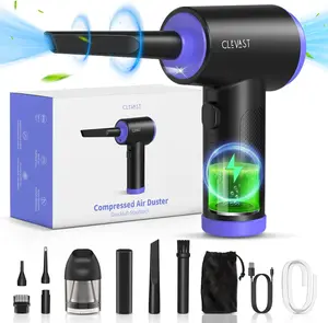Compressed Air Duster - 3 Gear 110000RPM Electric Air Duster, 3 in 1 Versatile with LED - Cordless Dust Blower & Mini Vacuum & Inflating for PC, Computer, Keyboard, Rechargeable Canned Air