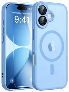 Full-coverage lens protection, powerful magnetic snap-on with skin-feel matte finish. Compatible with multiple iPhone models, fits iPhone 13 to 17 Pro Max. iphone 17 pro max cases girls, includes one free HD tempered glass phone screen protector.