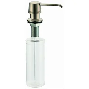 212 MAIN Brushed Nickel Dawn Kitchen Soap Dispenser - Compact Countertop Bathroom Accessory with Durable Plastic Pump, Solid Brass Components, Refillable Bottle, Home Goods Supply