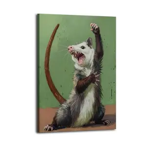 Opossum Artistic Wall Decor, Waterproof Canvas Poster, Cute And Vibrant Poster for Bathroom, Living Room, Bedroom, Dorm, A Perfect Gift Idea for New Year Home Decor