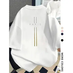 Women's Graphic Print Round Neck Half Sleeve Loose Fit Casual Breathable Top, Paris Milano Trendy Summer Wear, Perfect Choice for Daily