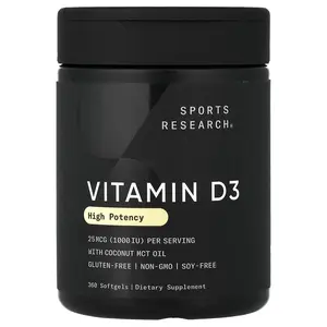 Sports Research Vitamin D3, High Potency, 25 mcg (1,000 IU), 360 Softgels
