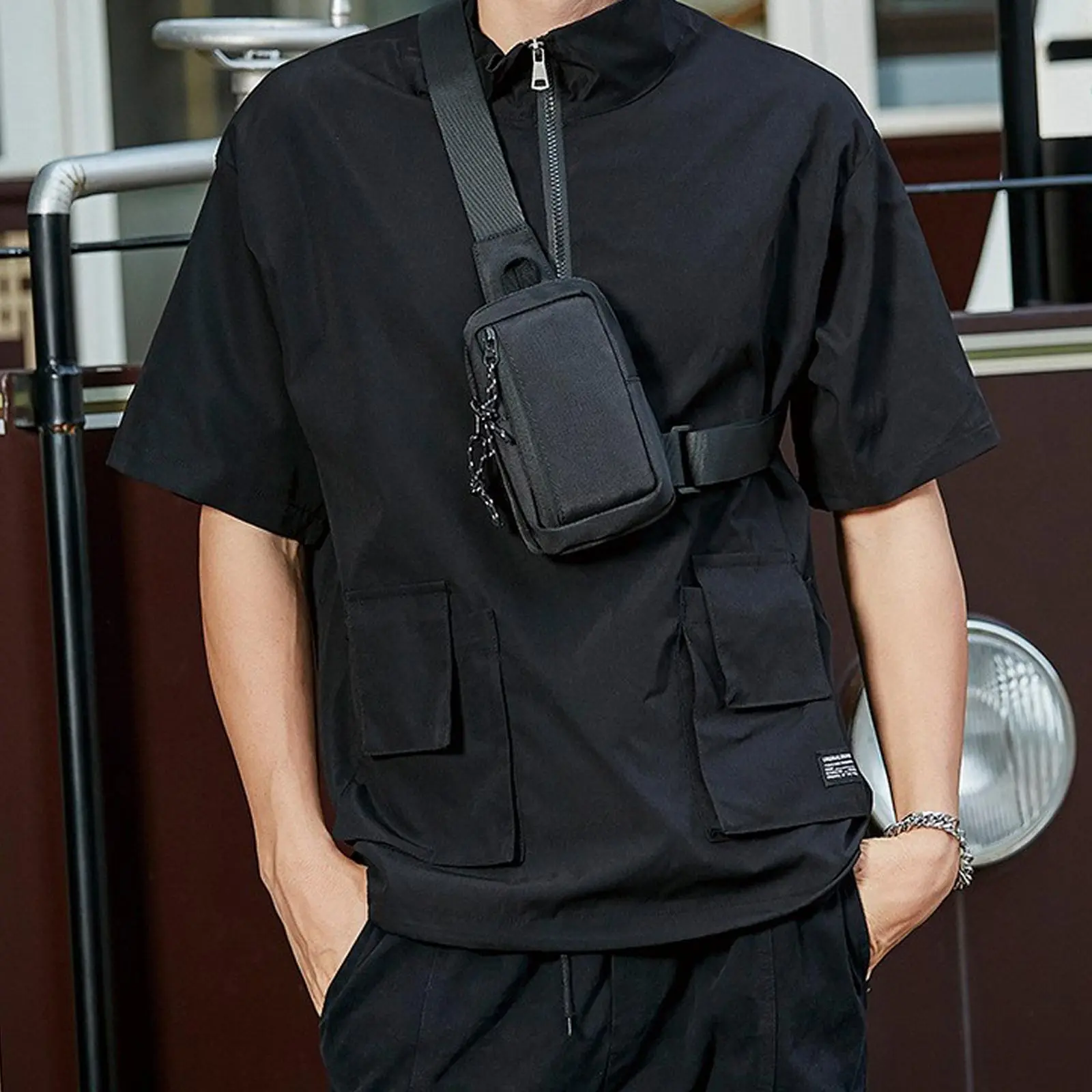Men's Solid Color/Camo Pattern Sling Bag, Casual Sporty Adjustable Strap Chest Bag, Side Pouch Holder, Fashionable Crossbody Bag, Crossbody Fanny Pack, Waist Belt Bag, Zipper Belt Bag for Daily Use