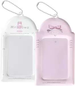 Cute Bow Photo Card Badge Holders - 2 count, 3 Inch Protective Sleeves