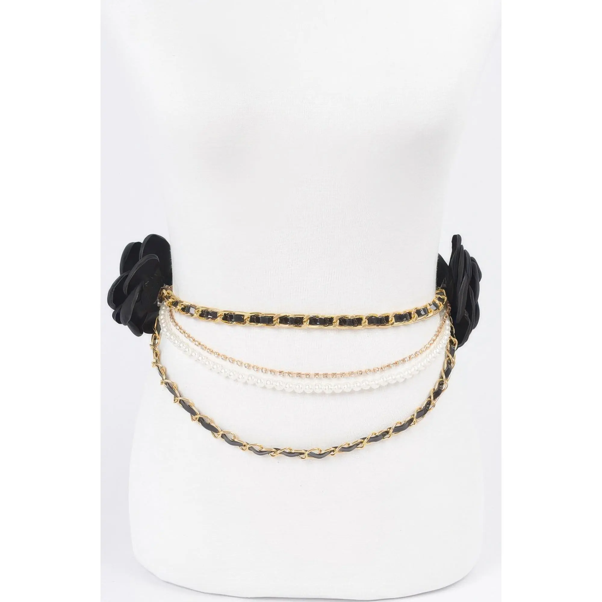 Two Flowers Multi Layered Plus Size Chain Belt