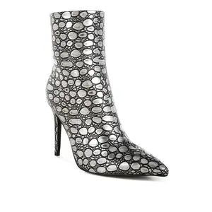 Moolah Embossed Stiletto Heel Ankle Boots