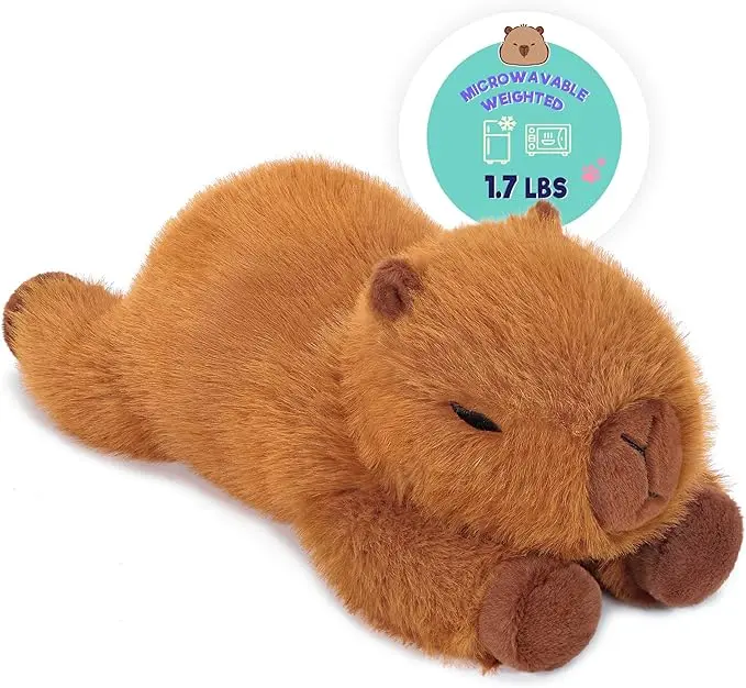 Onsoyours Classic Design 15in Capybara Stuffed Animal - Flaxseed Heatable Plush, Microwavable, Non-Toxic Fabrics, Evenly Keep Warm, Calming, Freeze 4H for Cooling Relief, Girls' Holiday Gift, Microwavable Mat Alternative Warmth Therapy Toy,SohoChic