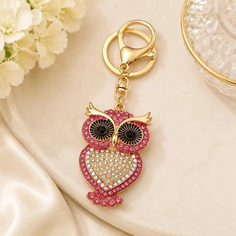 Owl Designer Charm Keychain - Red