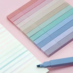 12pcs Morandi Aesthetic Square Fluorescent Pens, Soft Angled Tip Markers, Non-Fading Quick-Dry Ink, Ideal for Journaling & Note-Taking, Art Markers Pen