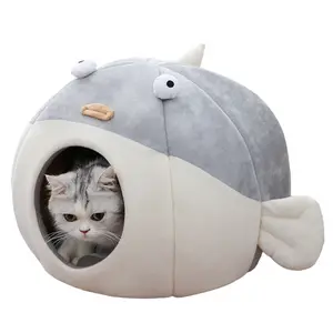 Pet Tent Soft Bed Machine Cartoon Cave Dog House for Cat Small Dogs