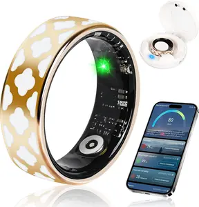 Fashion Ring for Women or Men, Enamel Color、Costume Accessories Rings、Health Fitness Tracker Ring, IP68 Waterproof Rings, Sleep Ring with Charging Case and Ring Protector, Remote Photography, Family Care， band thumb