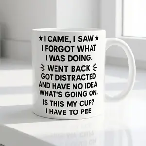 BNB Funny Gifts – 'I Came, I Saw, I Forgot What I Was Doing' Ceramic Cup 11oz/15oz, Distracted Quote Gift, Sarcastic Gift for Coworkers Friends Boss on Birthday Christmas, Anxiety Gift Him & Her, Drinkware Reusable And Washable Cup