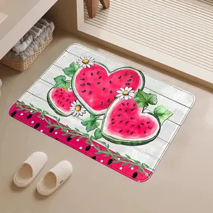 Summer Heart Watermelon Decorative Rug, Fun Cartoon Design, Durable Soft Comfort, Perfect for Kitchen Door Bathroom Entrance