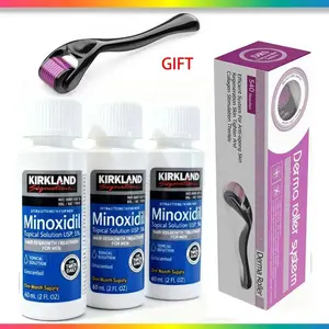 Kirkland Signature Minoxidil 5% – Men’s Hair Regrowth Kit (3-Month Supply) with Dropper & Derma Roller